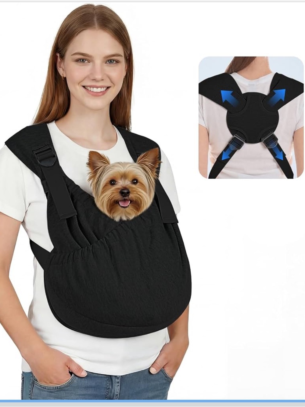 Supet Dog Sling Carrier for Pets, Adjustable Hands Free Front Chest Pouch Large